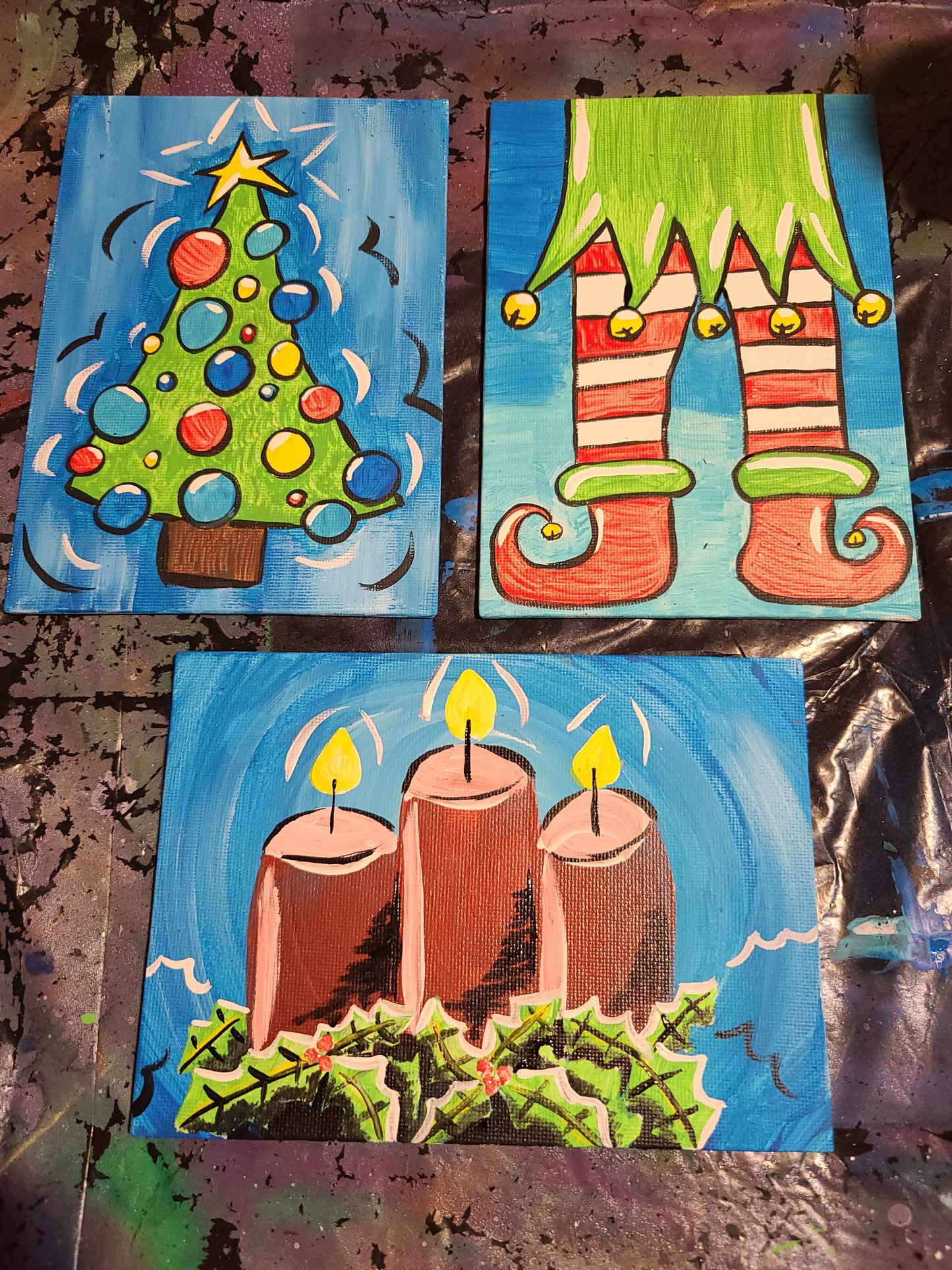 Christmas tree, Elf legs, and Candles Take & Paint Kit