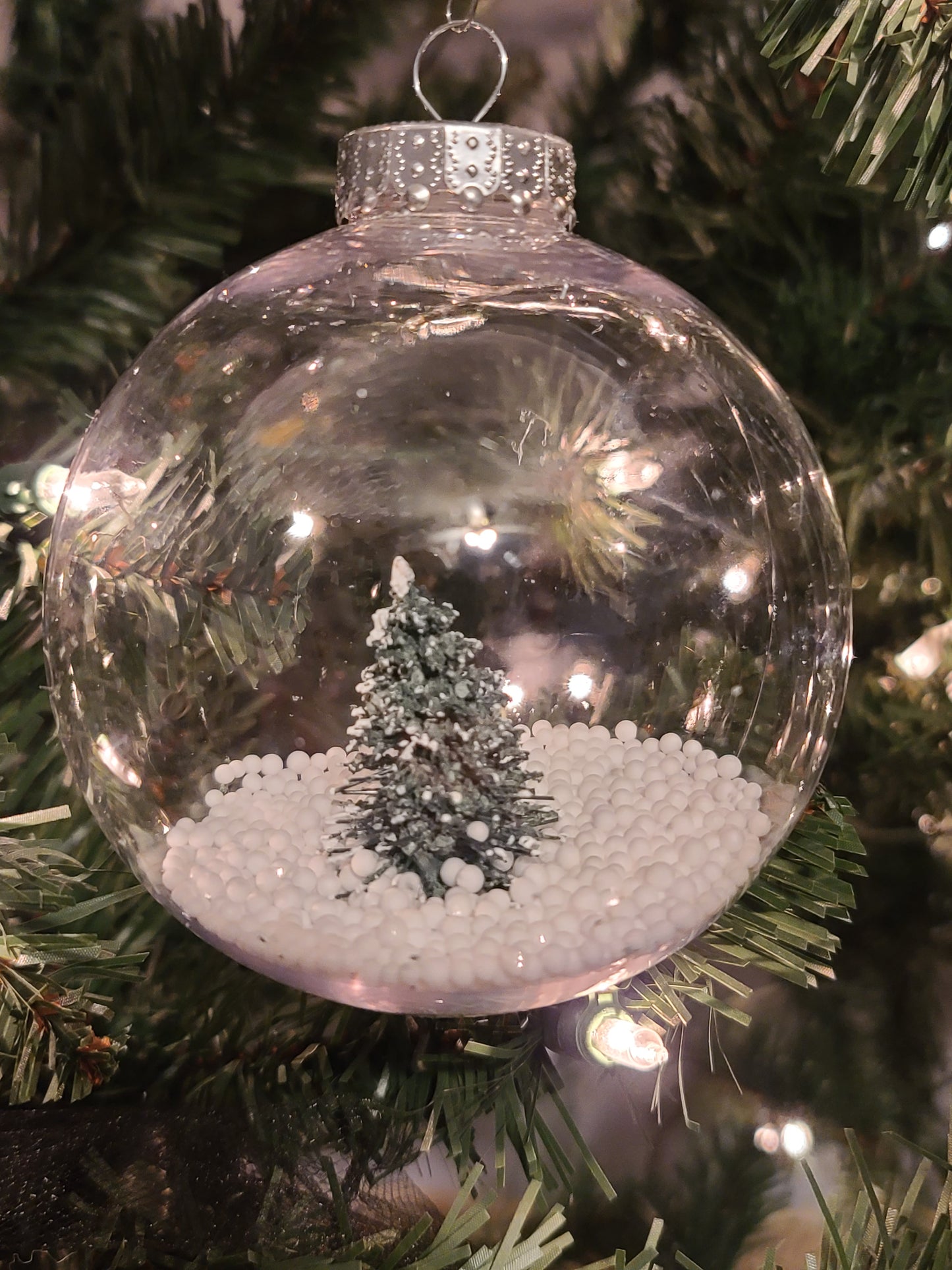 Snowy Christmas tree ornaments