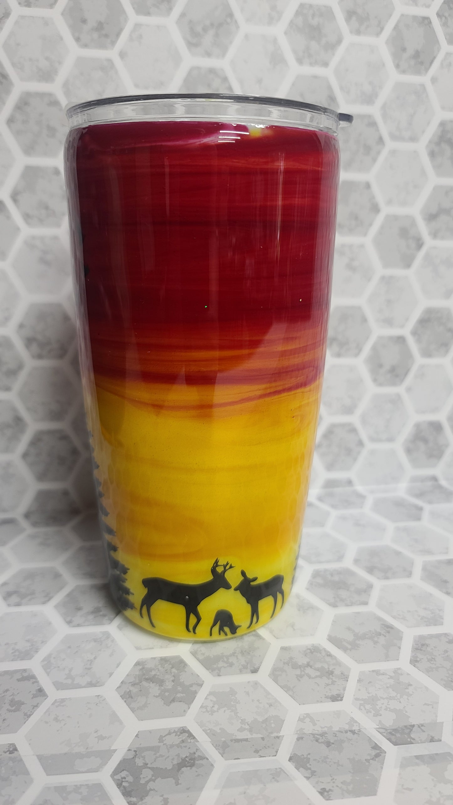 Deer/Sunset Alcohol Ink Swirl Tumblers