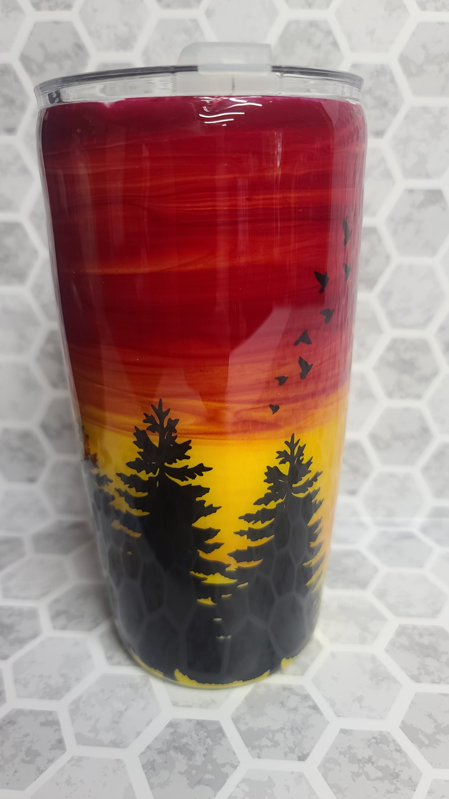 Deer/Sunset Alcohol Ink Swirl Tumblers