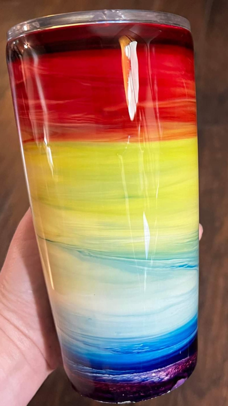 Rainbow Alcohol Ink Tumblers